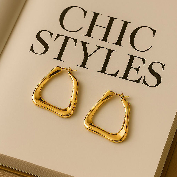 Bold Gold Abstract Hoop Earrings – Luxe Everyday Style
