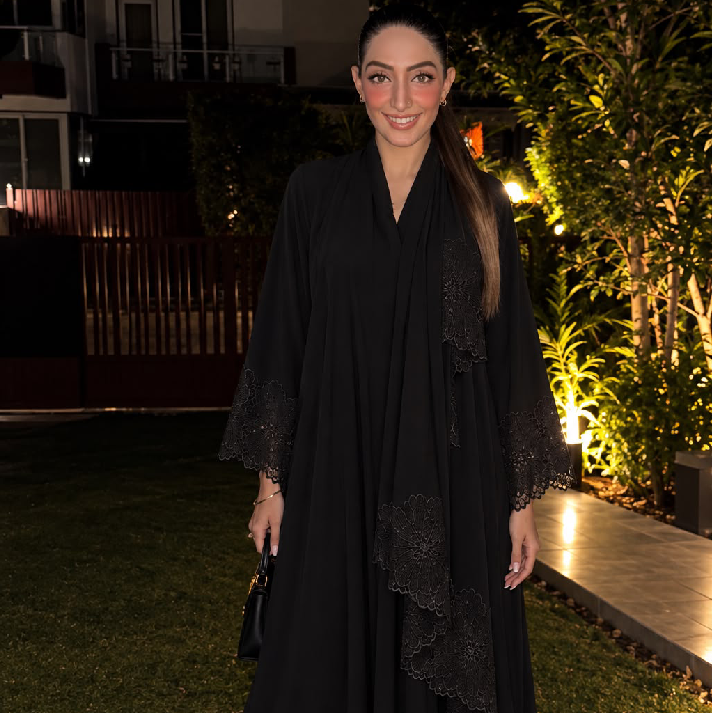 Elegant Black Lace Detail Long Dress for Women