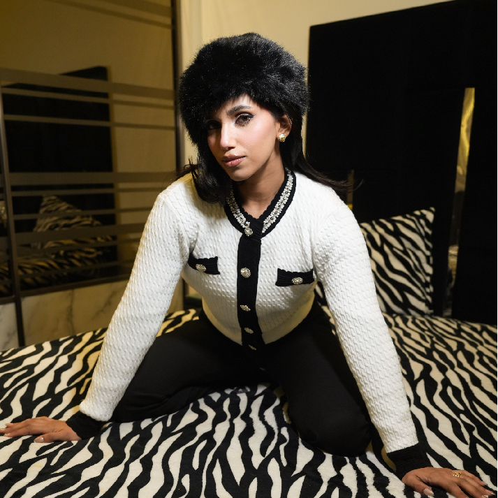 Midnight Chic Contrast Knit Jacket | Label Luxe Mulhere