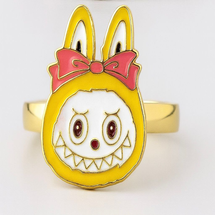 Quirky Bunny Cartoon Ring – Fun Enamel Jewelry for Women