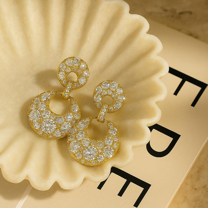 Gold Circle Drop Earrings – Luxe Mulher Glamour