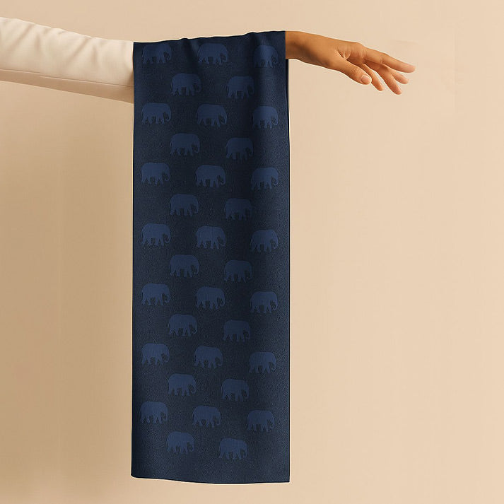 Navy Elephant Silk Scarf – Luxe Mulher Elegant Wrap