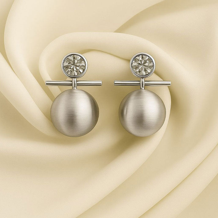 Elegant Silver Ball Drop Earrings – Luxe Mulher Modern Statement Jewelry