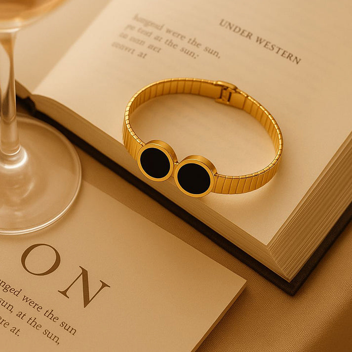 Gold & Black Enamel Cuff Bracelet Set – Luxe Mulhere Style