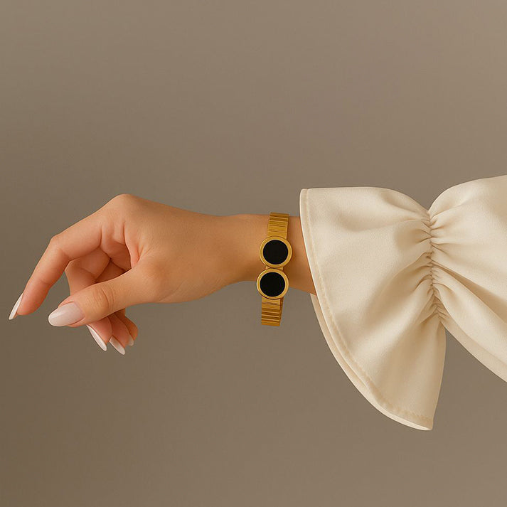 Gold & Black Enamel Cuff Bracelet Set – Luxe Mulhere Style