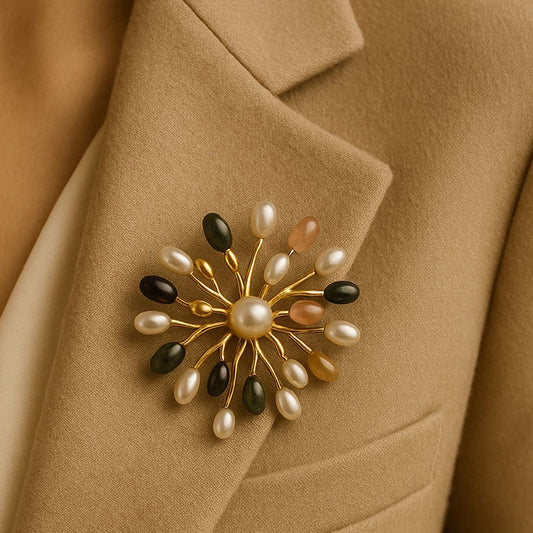 Elegant Pearl Burst Brooch – Statement Accessory Piece