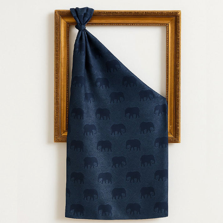 Navy Elephant Silk Scarf – Luxe Mulher Elegant Wrap