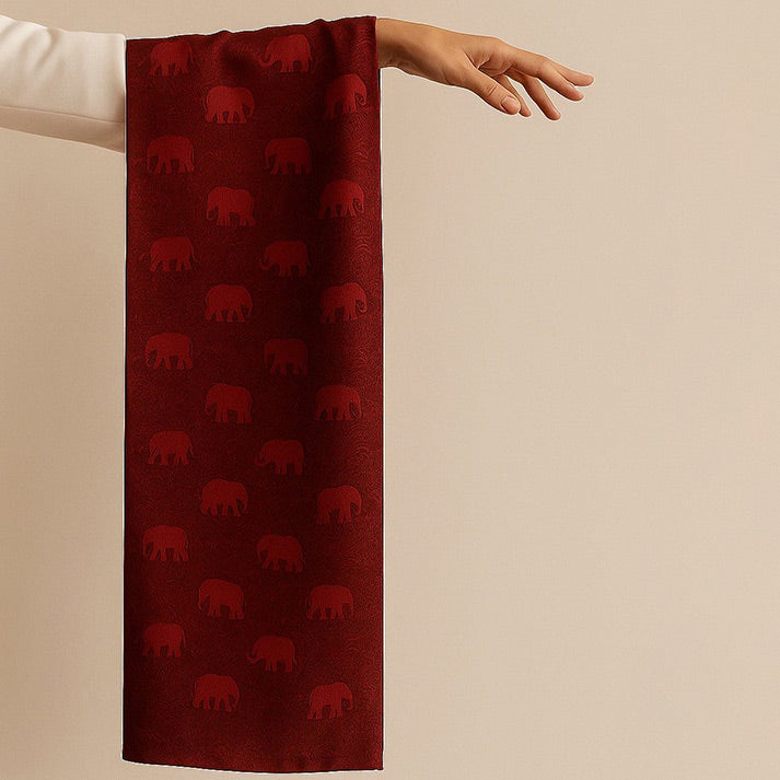 Red Elephant Silk Scarf – Luxe Mulher Statement Piece