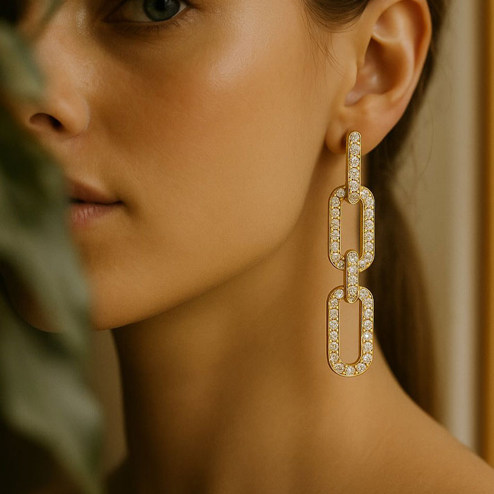 Gold Link Drop Earrings – Elegant Statement Jewelry