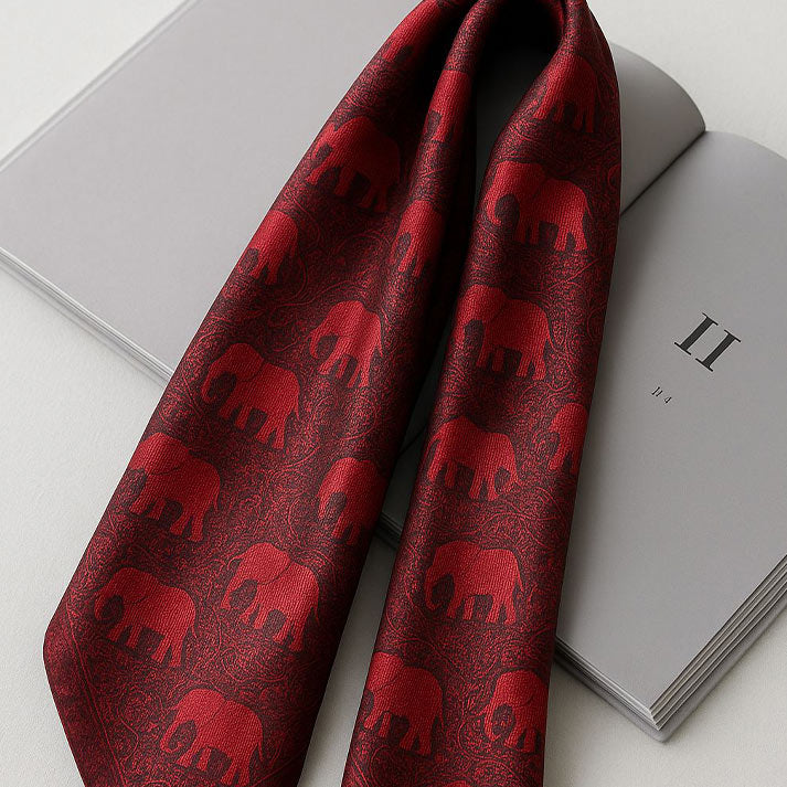 Red Elephant Silk Scarf – Luxe Mulher Statement Piece