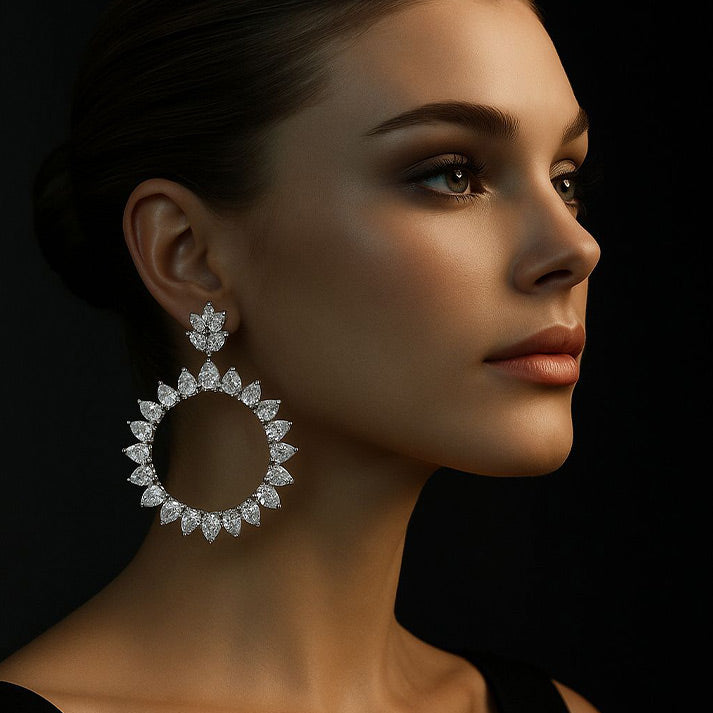 Luxury Crystal Statement Hoop Earrings – Bold & Elegant Style