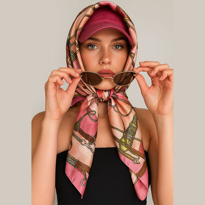 Silky Pink Satin Wrap with Digital Print That Gives You Royal Look