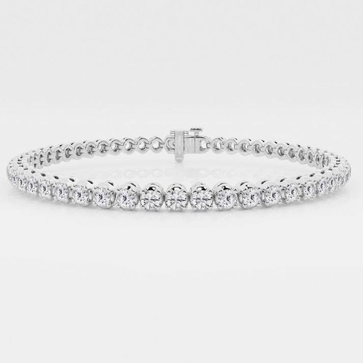 Timeless Sparkle: White Gold Tennis Bracelet with Round-Cut Crystals