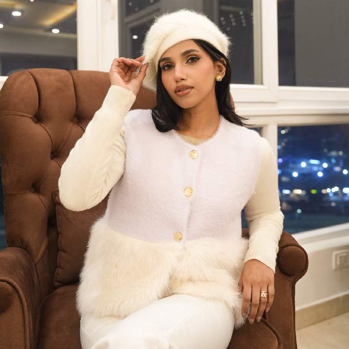 Ivory Whisper Faux Fur Buttoned Vest | Label Luxe Mulhere