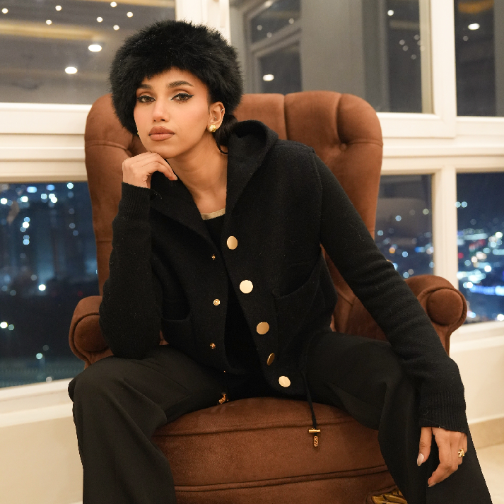 Noir Luxe Buttoned Knit Jacket | Label Luxe Mulhere