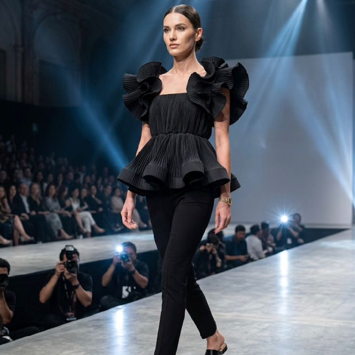 Pleated Ruffle Tiered Top – Multi-Colour Collection