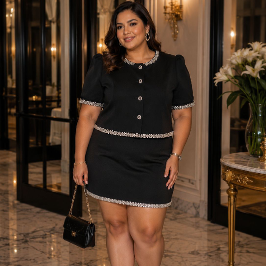 Women's Black Crystal Embellished Cropped Jacket Top