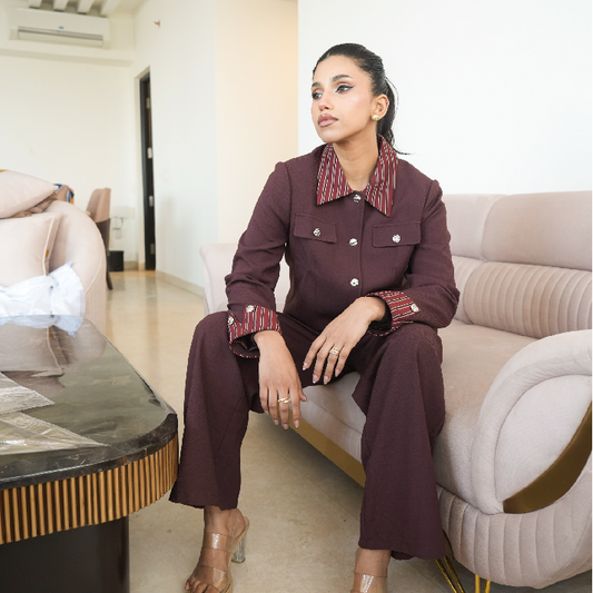 Burgundy Royale Power Blazer Set by Label Luxe Mulher