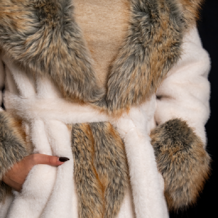 The 'Arctic Opulence' Coat: Contrast Faux Fur Trim Luxury Belted Outerwear