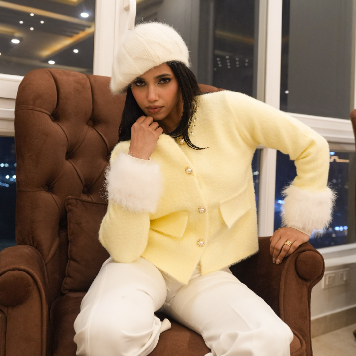 Buttercream Pearl Embellished Knit Jacket | Label Luxe Mulhere