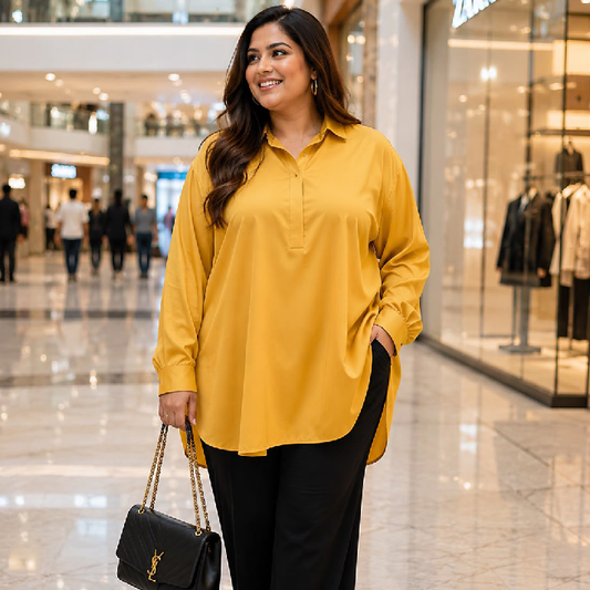 Lavender, Mustard & Olive Satin Longline Shirt