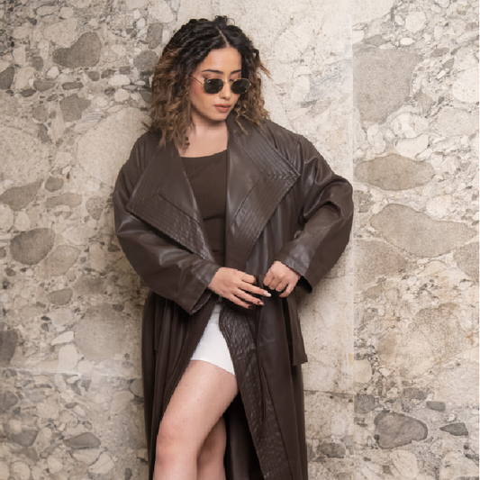 The 'Dark Duchess' Trench: Oversized Vegan Leather Belted Statement Coat
