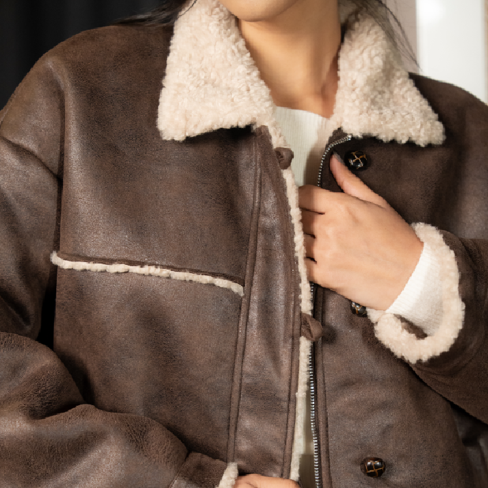 The 'Ivory Alpine' Peplum Set: Faux Fur Trim Leather Jacket & Mini Skirt Co-ord