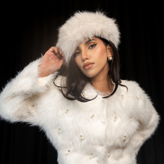 The 'Snow Angel' Shimmer Jacket: Embellished Fluffy Faux Fur