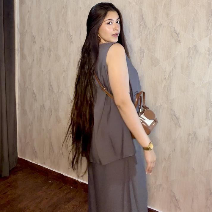 Elegant Grey Pleated Co-Ord Set for Women