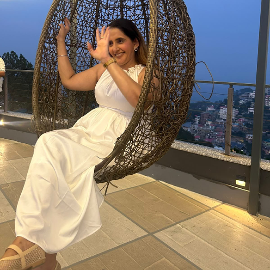 Ivory Pearl Halter Neck Maxi Dress