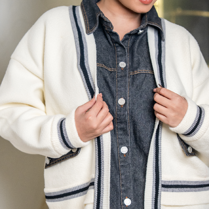 The 'Haute Hybrid' Knit-Denim Jacket: Contrast Panel Luxe Statement