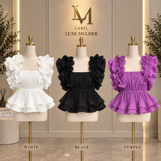 Pleated Ruffle Tiered Top – Multi-Colour Collection