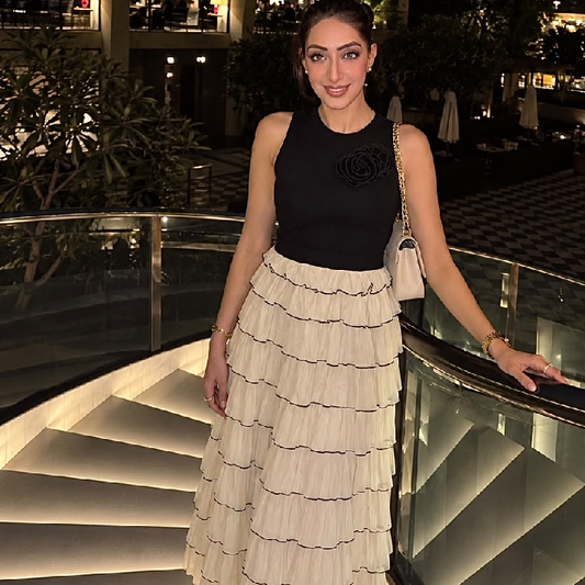 Rosette Tiered Midi Dress