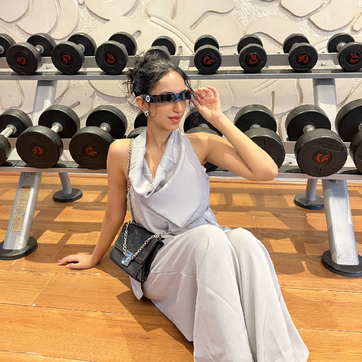 Ice Blue Draped Sleeveless Co-Ord Set