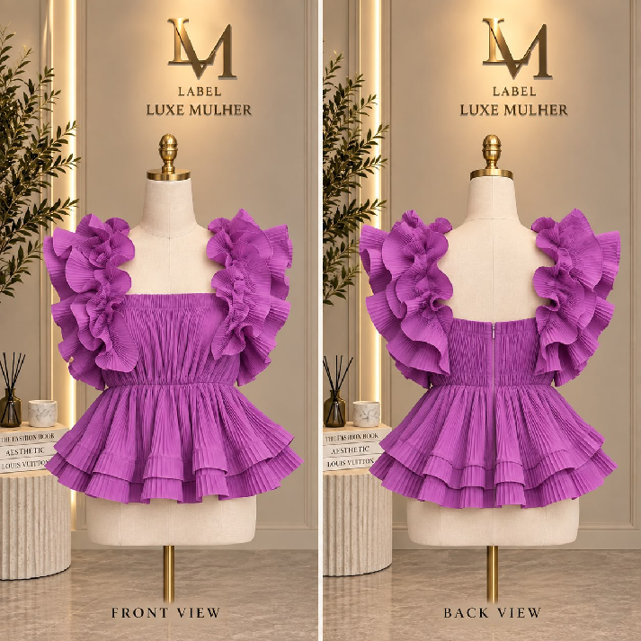 Pleated Ruffle Tiered Top – Multi-Colour Collection