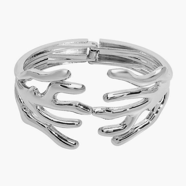 Silver Coral Branch Statement Cuff Bracelet | Luxe Mulher