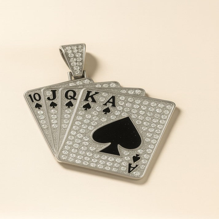 Luxury Diamond Playing Card Pendant | Ace of Spades Poker Jewelry