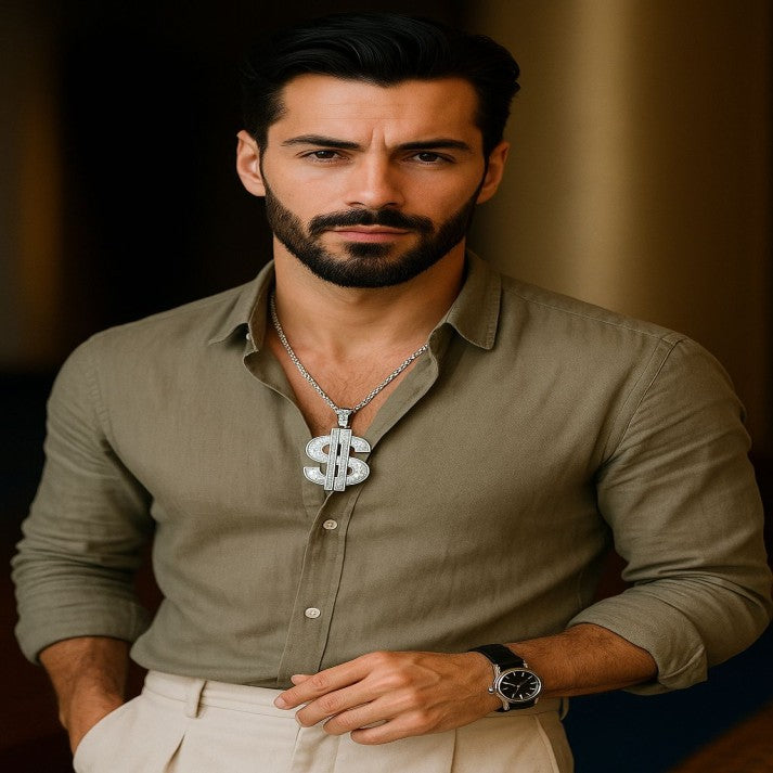 Diamond Dollar Sign Pendant – Statement Men’s Luxury Chain