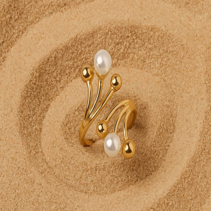 Gold Pearl Statement Ring – Modern Women’s Designer Jewelry