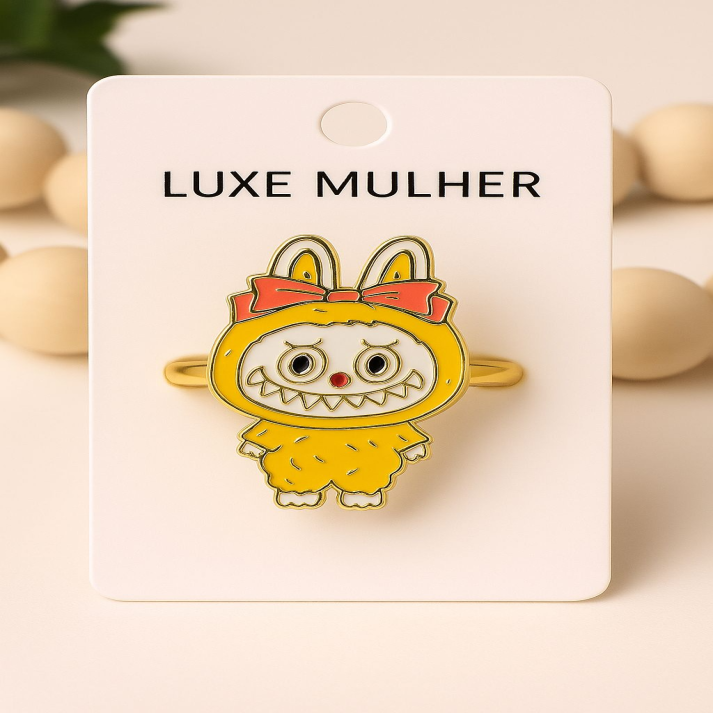 Cute Cartoon Character Ring | Yellow Monster Adjustable Jewelry