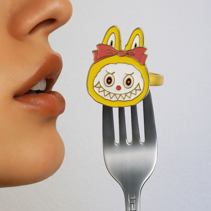 Quirky Bunny Cartoon Ring – Fun Enamel Jewelry for Women