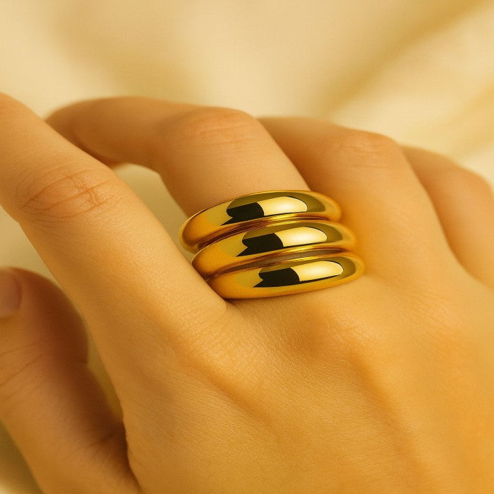 Triple Band Gold Ring | Chunky Statement Jewelry for Women