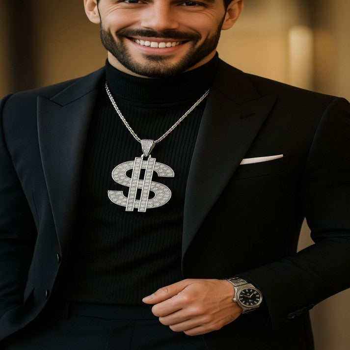 Diamond Dollar Sign Pendant – Statement Men’s Luxury Chain
