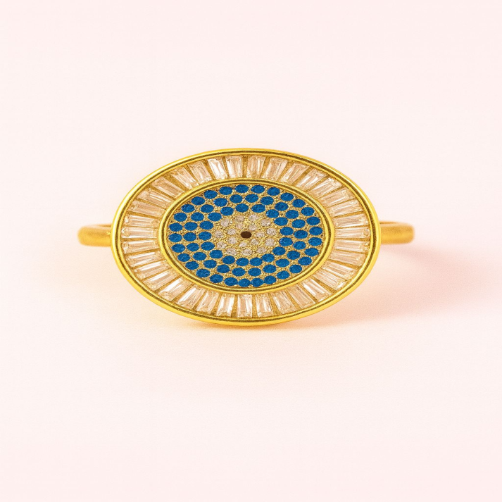 Round Evil Eye Ring | Gold & Blue Stone Protection Jewelry