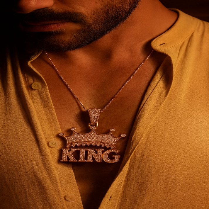 Gold King Crown Pendant Necklace for Men | Luxury Hip Hop Jewelry
