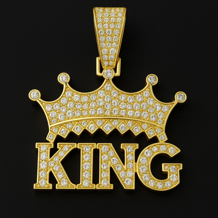 Gold King Crown Pendant Necklace for Men | Luxury Hip Hop Jewelry