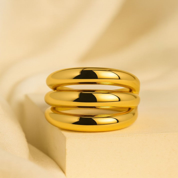 Triple Band Gold Ring | Chunky Statement Jewelry for Women