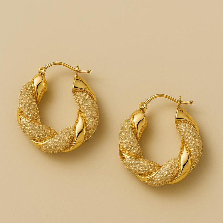 Textured Gold Twisted Hoop Earrings – Elegant & Bold