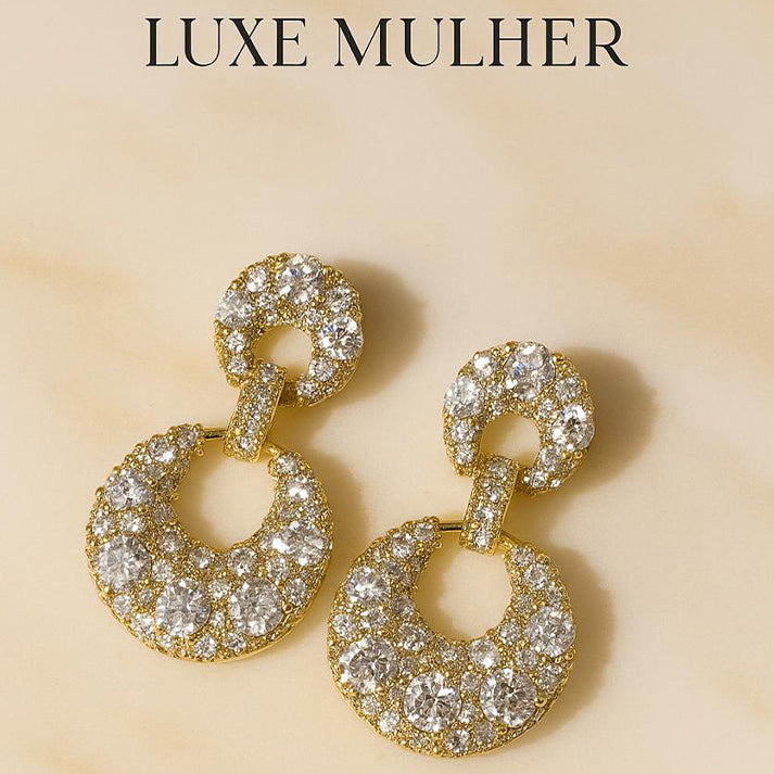 Gold Circle Drop Earrings – Luxe Mulher Glamour