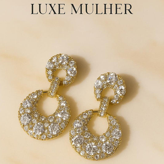 Gold Circle Drop Earrings – Luxe Mulher Glamour